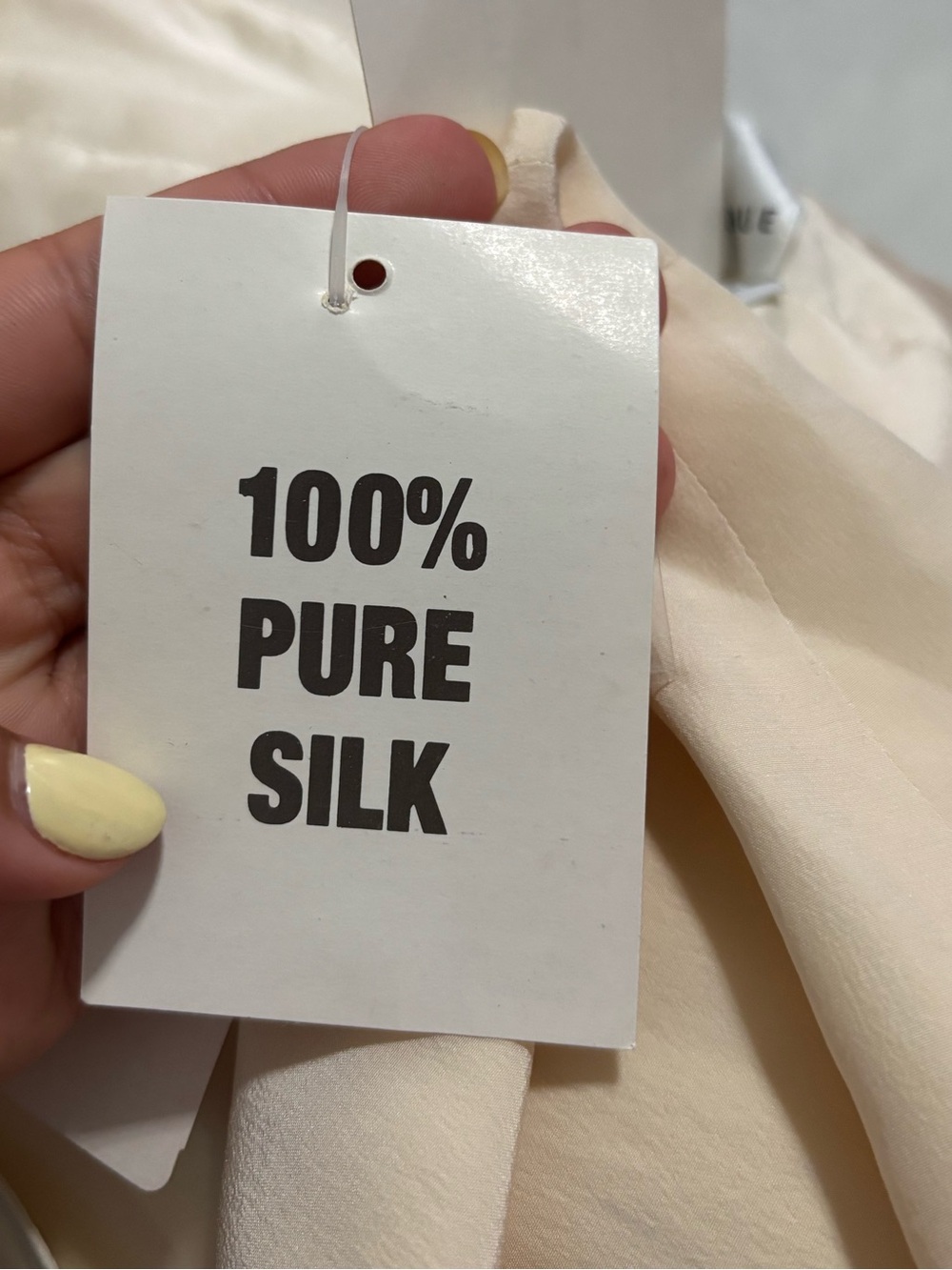 NWT SAKS FIFTH AVENUE Women’s Silk Cream Button-Front V-Neck Midi Dress - Picture 12 of 15